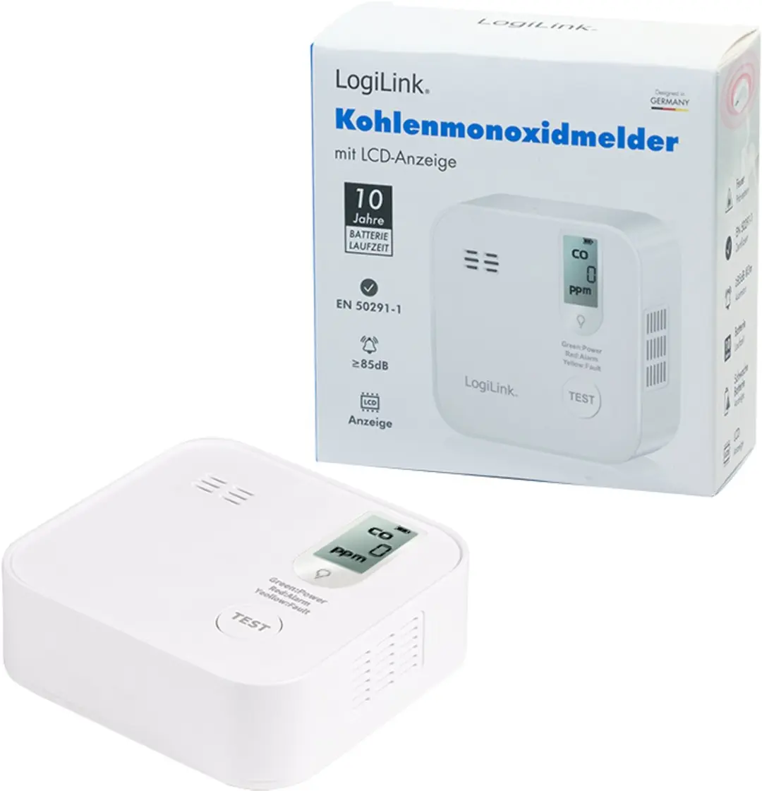 Logilink Koolmonoxidemelder Longlife LCD - Wit