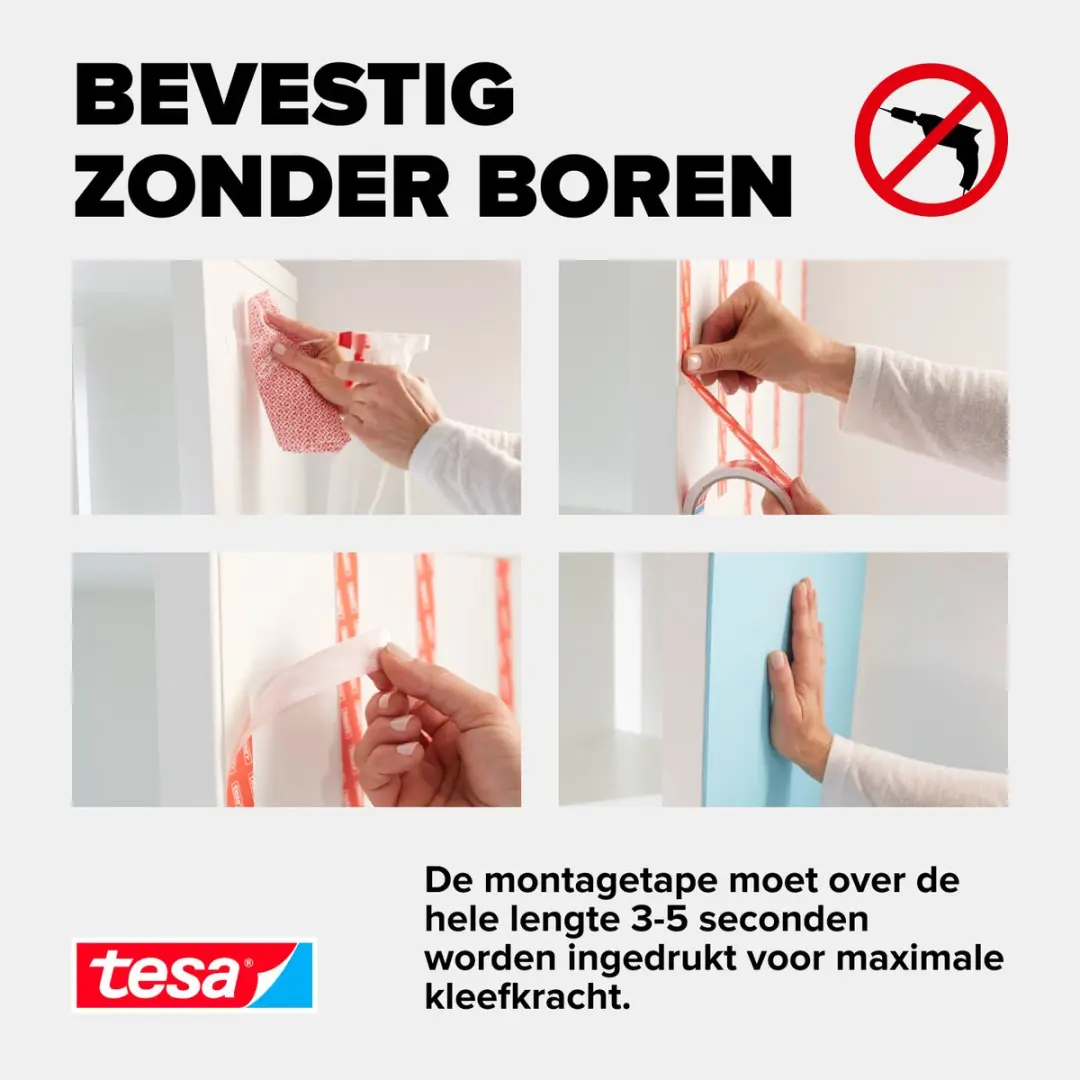 Tesa Powerbond Ultra Strong Dubbelzijdige Tape 2x 1,5m - 19mm - Wit