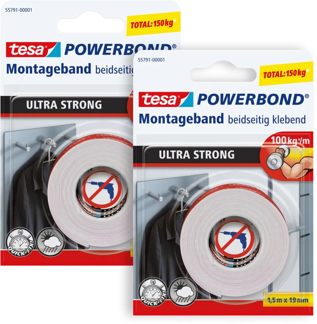 Tesa Powerbond Ultra Strong Dubbelzijdige Tape 2x 1,5m