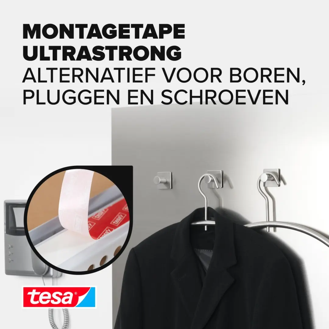 Tesa Powerbond Ultra Strong Dubbelzijdige Tape 2x 1,5m - 19mm - Wit