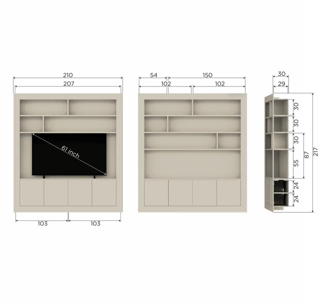 vtwonen Wallkast Grenen Dust 229x210x31cm