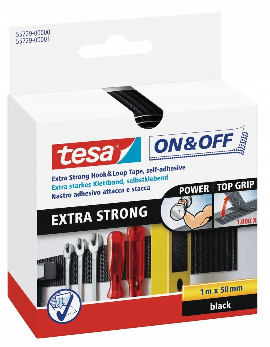 Tesa Velcro Klittenbandstrook 55229-ZW 50mm x 1m - Zwart
