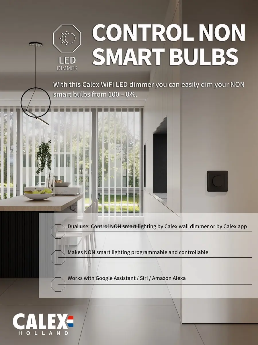 Calex Smart LED Dimmer Wifi Inbouw 250W Fase Aan/Afsnijding - afbeelding 6 van 6