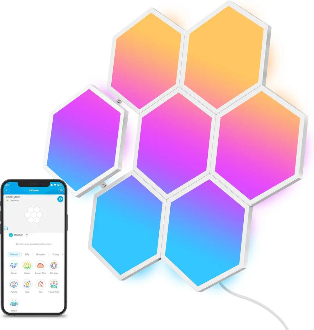 Govee B6061301-OF-EU Hexagon Wandpanelen RGBIC - 10 Stuks - Wit - afbeelding 6 van 6