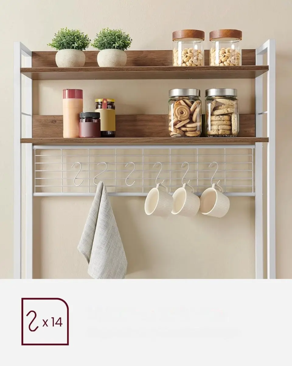 Songmics Keukenrek Baker's Rack 170cm - 5 Niveaus - Wit & Hout