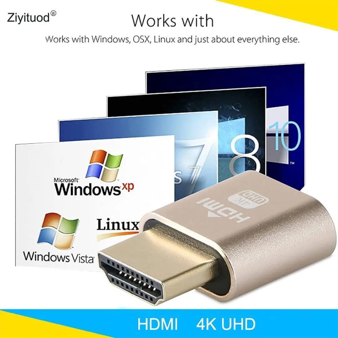 NÖRDIC HDMI-EMU Dummy Plug - HDMI 4K - Goud