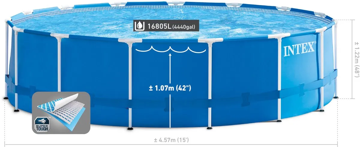 Intex Metal Frame Pool 28242GN - Ø457cm x 122cm - Blauw