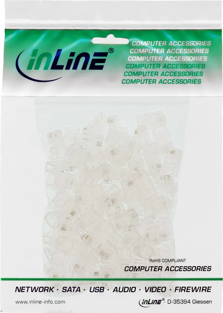 InLine Modulaire 8P4C RJ45 Stekker - 100 Stuks - Transparant