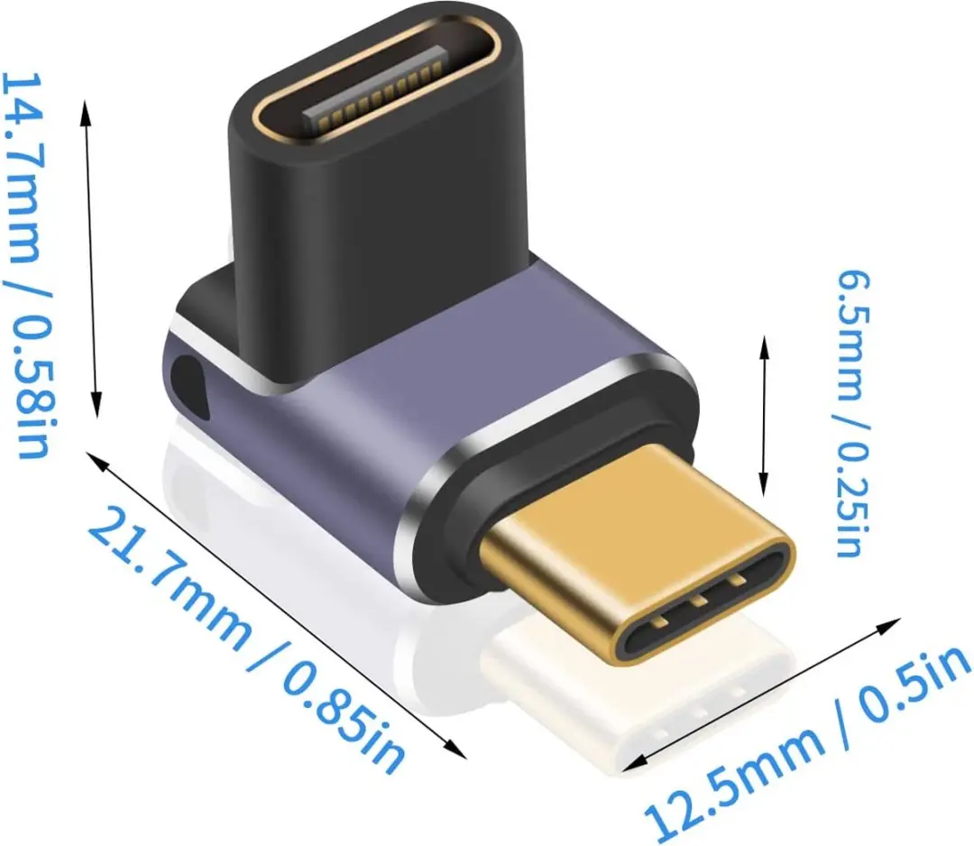 NÖRDIC USB4-307 Haakse USB-C Adapter - 8K60Hz 40Gb/s PD 100W - Paars