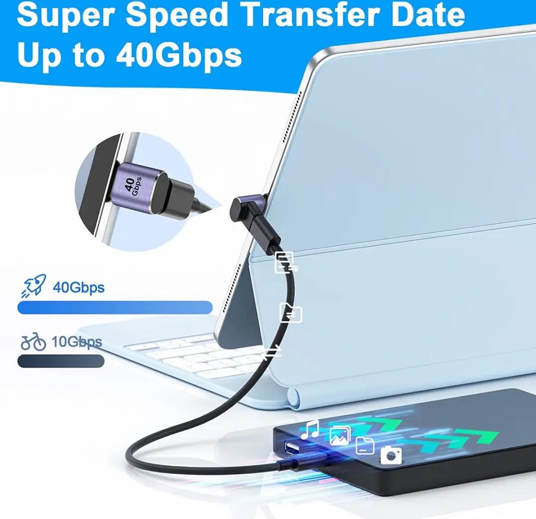 NÖRDIC USB4-307 Haakse USB-C Adapter - 8K60Hz 40Gb/s PD 100W - Paars