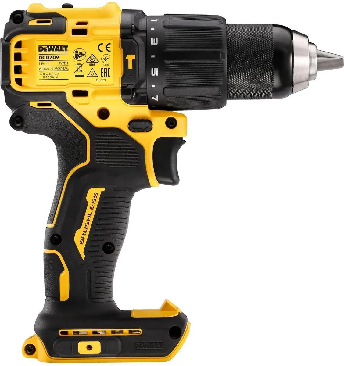 DeWalt DCD709N Klop-/schroefboormachine 18V XR - 2 snelheden