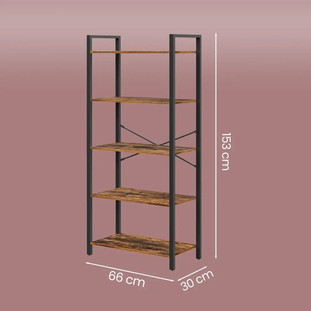 Songmics Vrijstaand Opbergrek 5 Niveaus - Vintage Bruin/Zwart