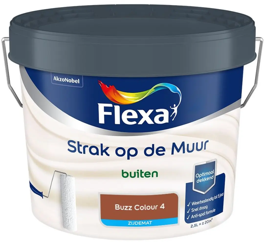 Flexa Strak Op De Muur Buiten Zijdemat Buzz Colour 4 Mengverf 2,5L