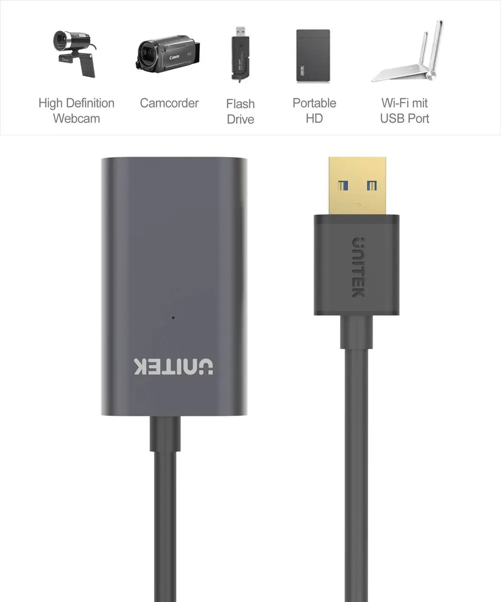 Unitek Y-3005 USB 3.0 Kabel 10m - Grafiet - afbeelding 6 van 6