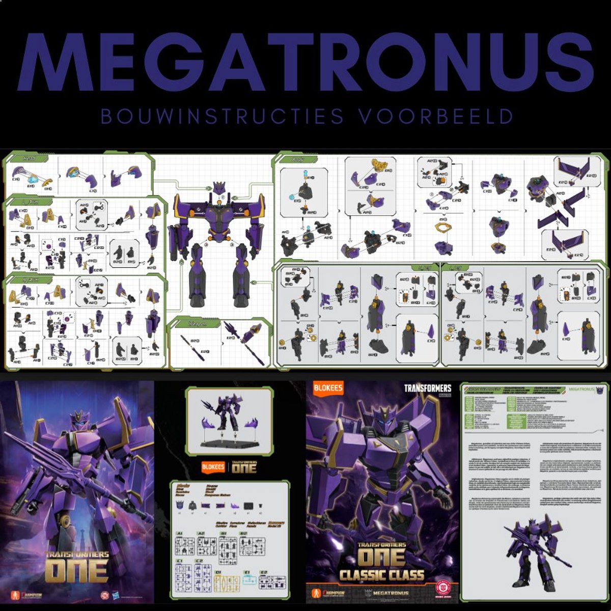 Blokees - Megatronus Transformers One Classic Class 20 Model Kit | Decepticons G1 Action Figure Edition | Age of the Primes | Technisch Robot Modelbouw | Educatief speelgoed bouwpakketten voor volwassenen & kinderen | War for Cybertron