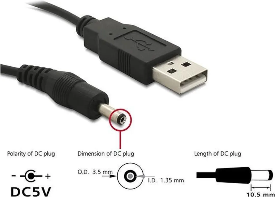 Delock USB Power-Kabel 3,1mm - Zwart