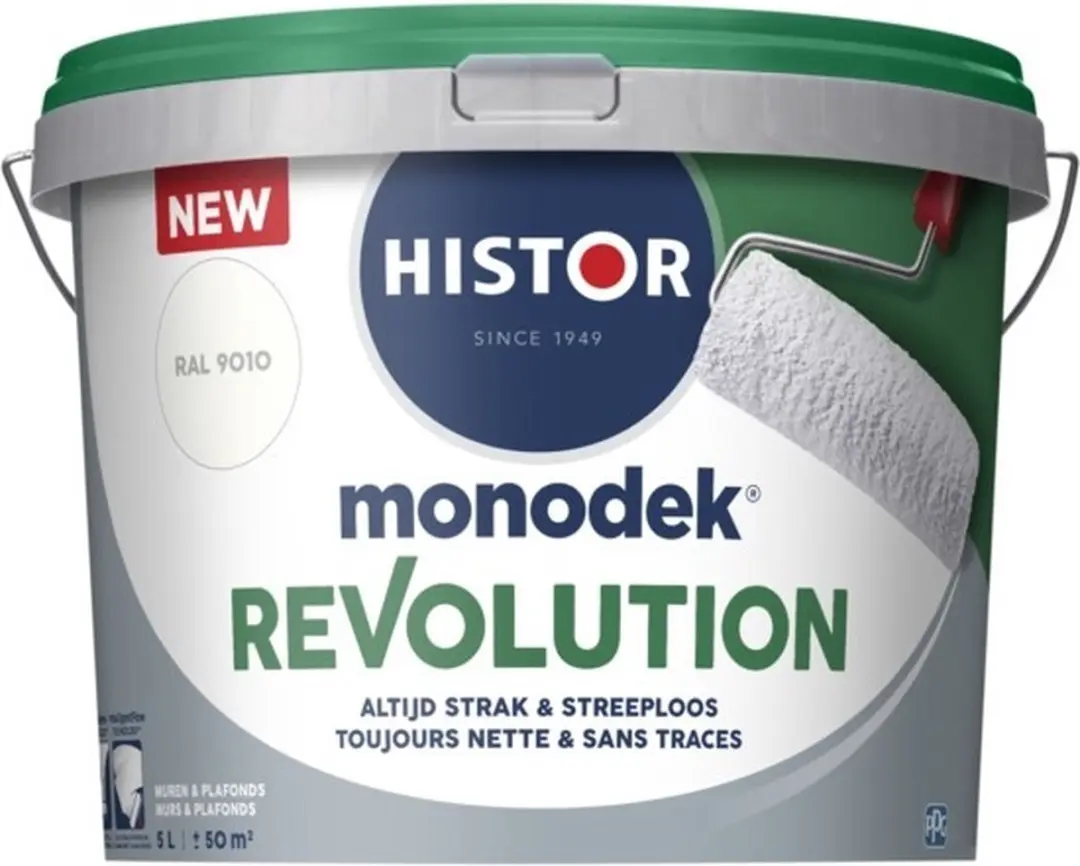 Histor Monodek Revolution Muurverf Mat RAL 9010 5L