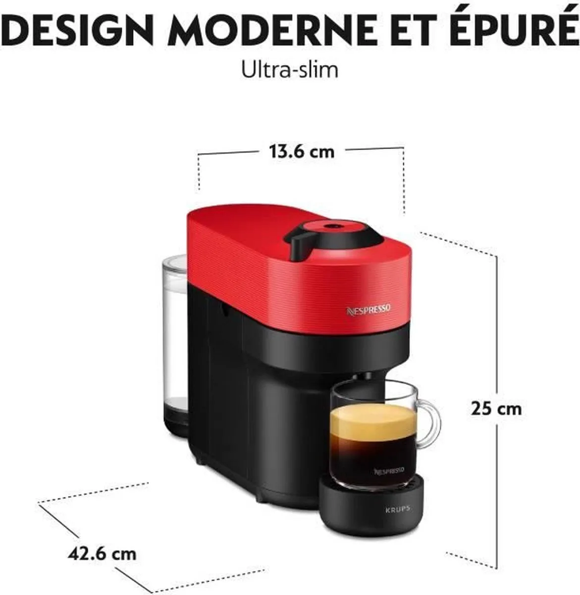 Krups Nespresso Vertuo Pop Koffiepadmachine 0,56L - 1260W - 4 Kopjes - Rood