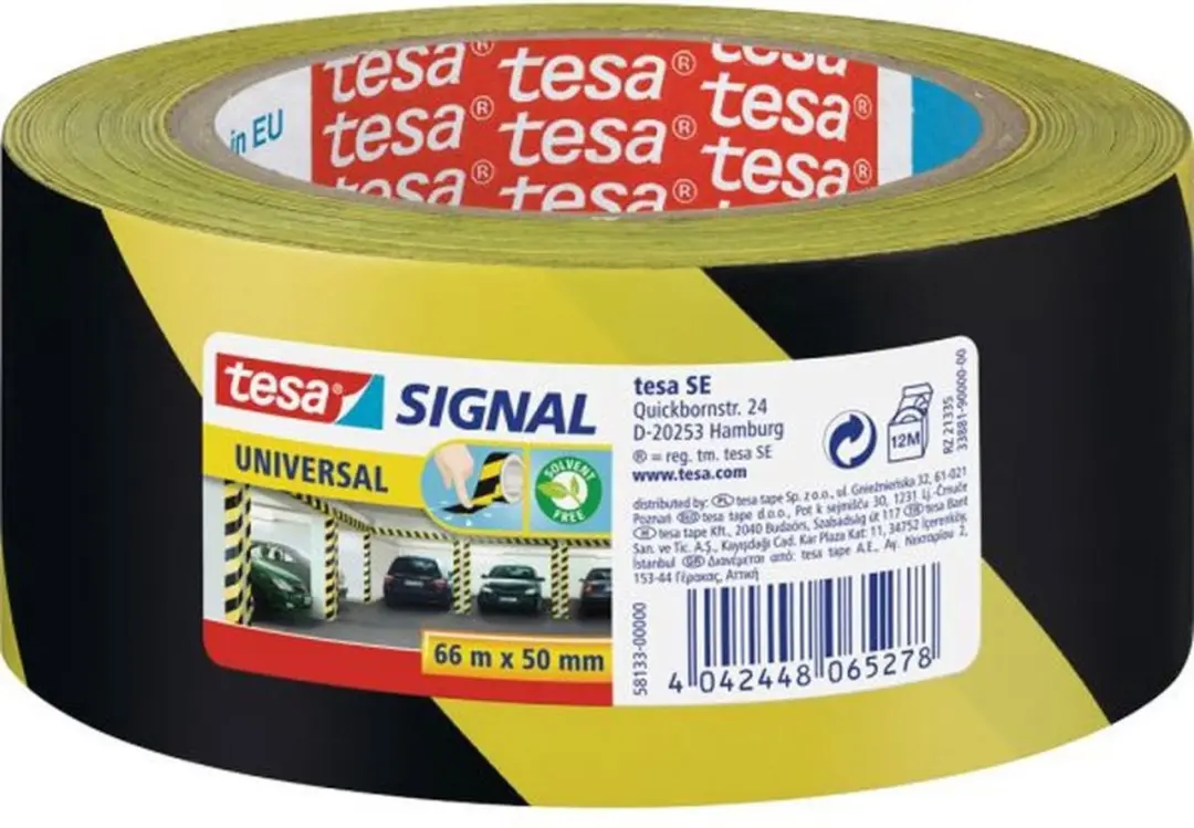Tesa Signaaltape 3x Geel/Zwart 5cm x 66m