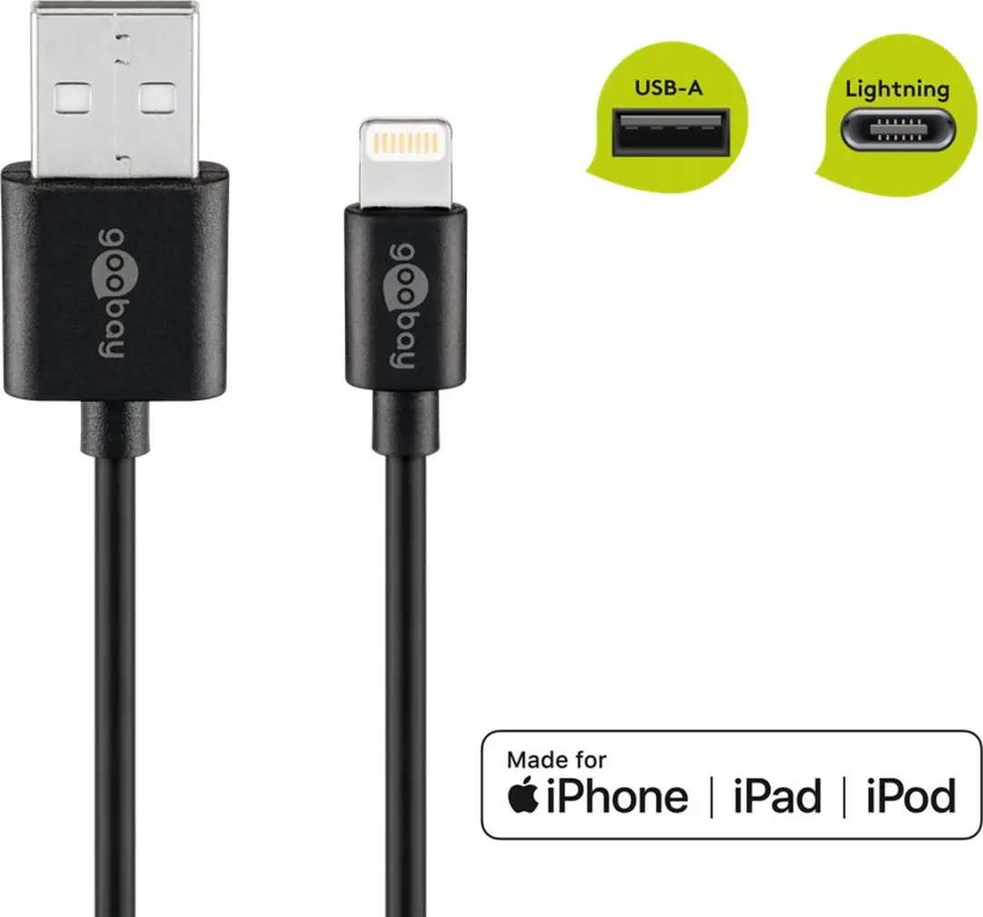 Goobay 8-pins Lightning naar USB-A Kabel 2,4A - 0,5m - 10 Stuks