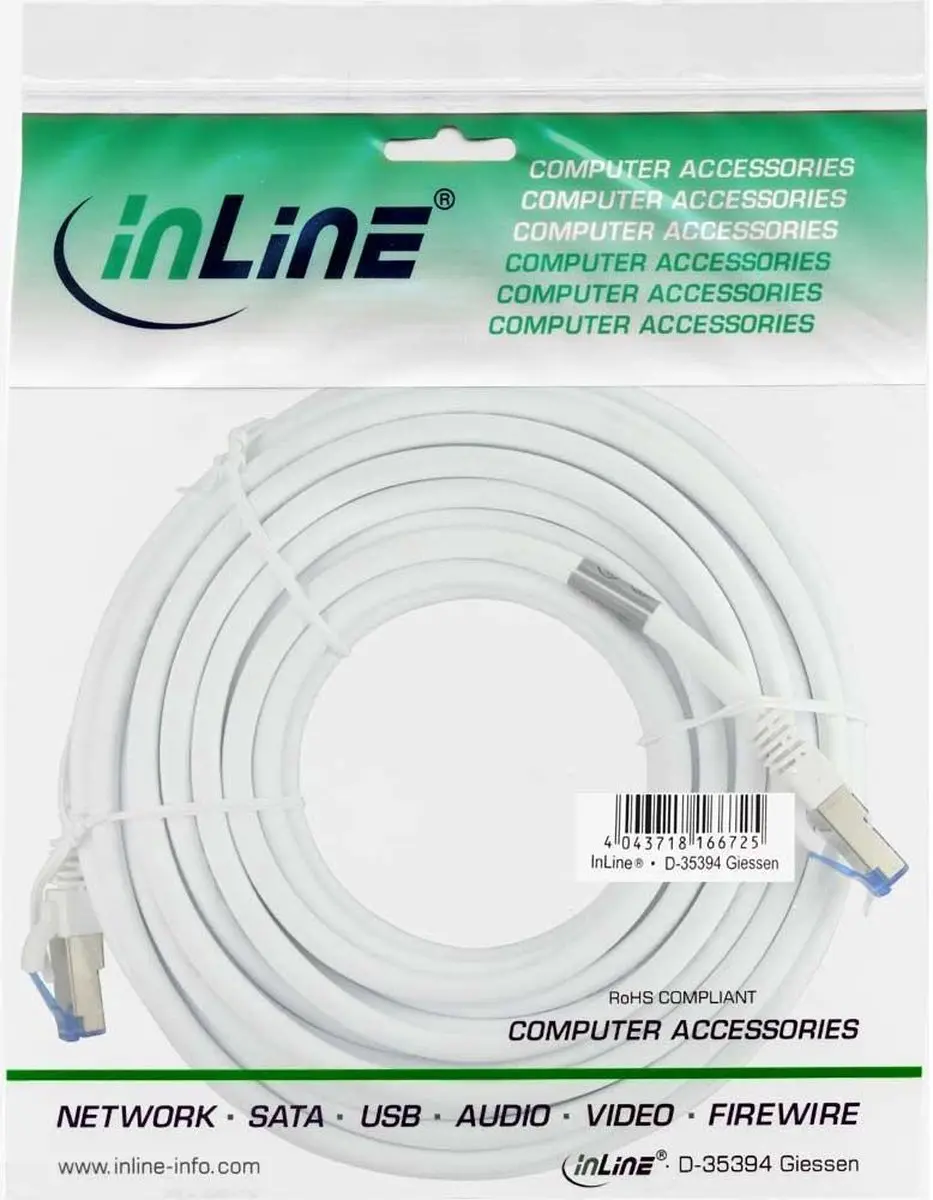 InLine Patchkabel S/FTP Cat.6A 15m Wit