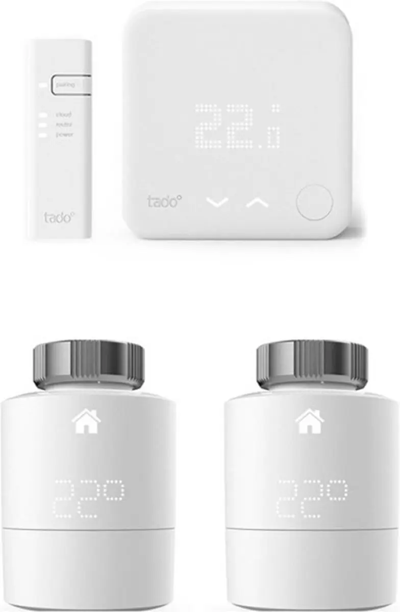 Tado Slimme Thermostaat Starterkit V3+ - 2 Radiatorknoppen Wit