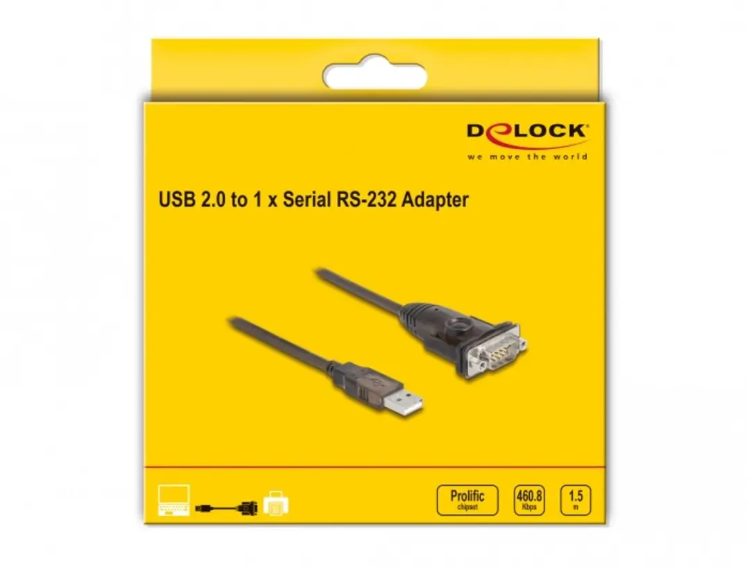 Delock USB 2.0 naar RS-232 Adapter 9-pin - 1.5m - Zwart
