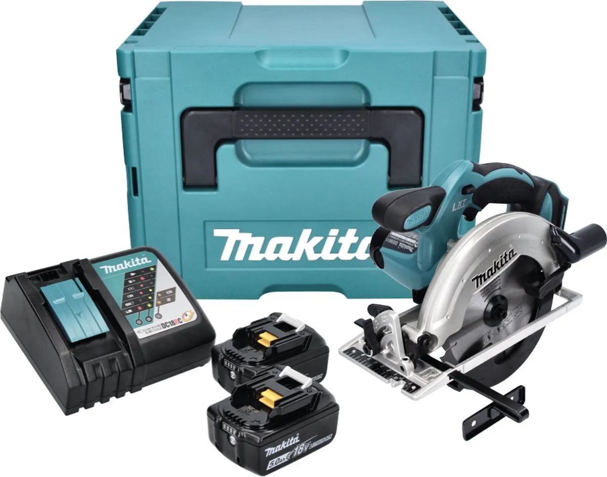 Makita DSS 611 RTJ Accu-cirkelzaag 18V 165mm - 2x 5,0Ah + Oplader + Makpac - afbeelding 2 van 5