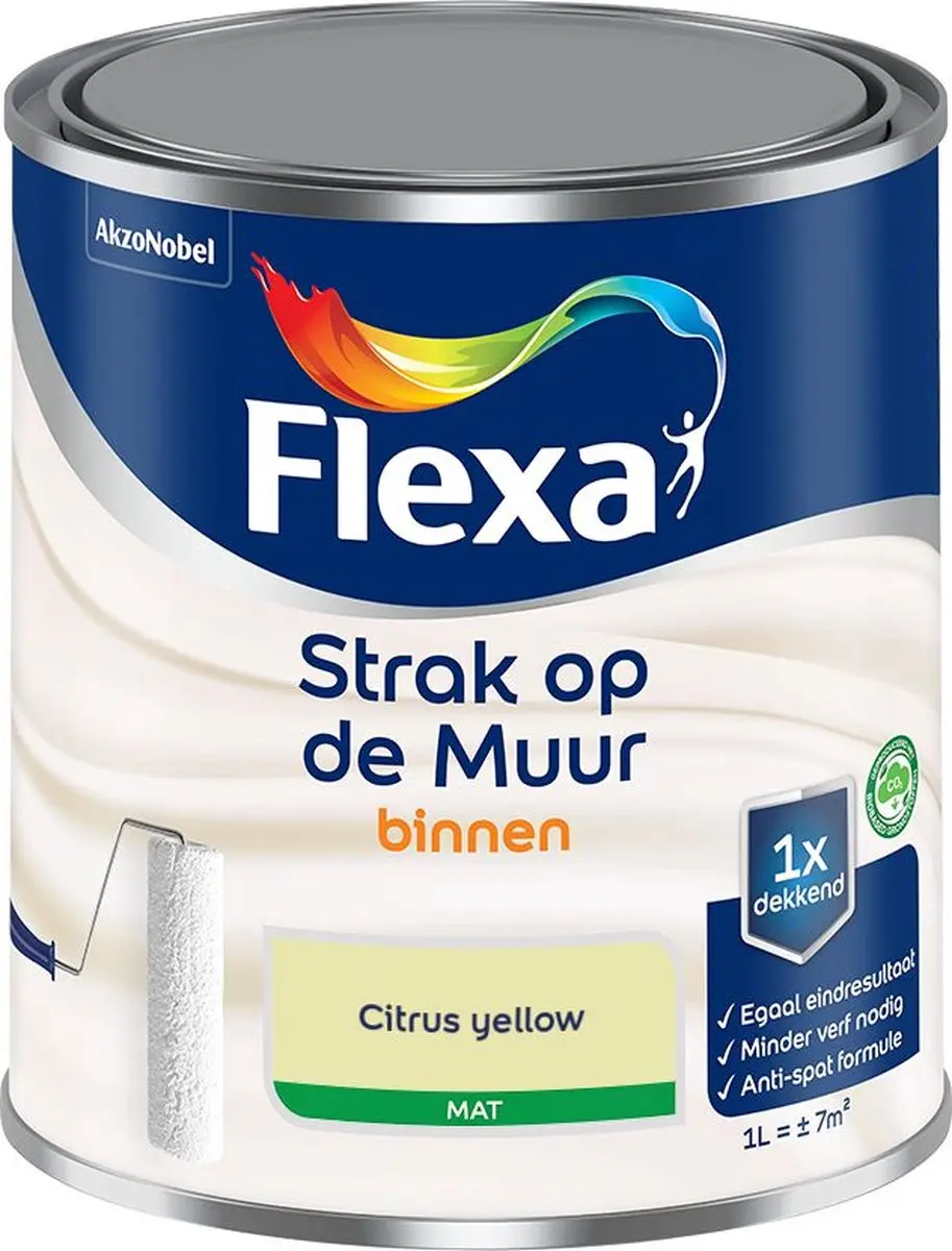 Flexa Strak Op De Muur Binnenmat Citrus Yellow Mengverf 1L