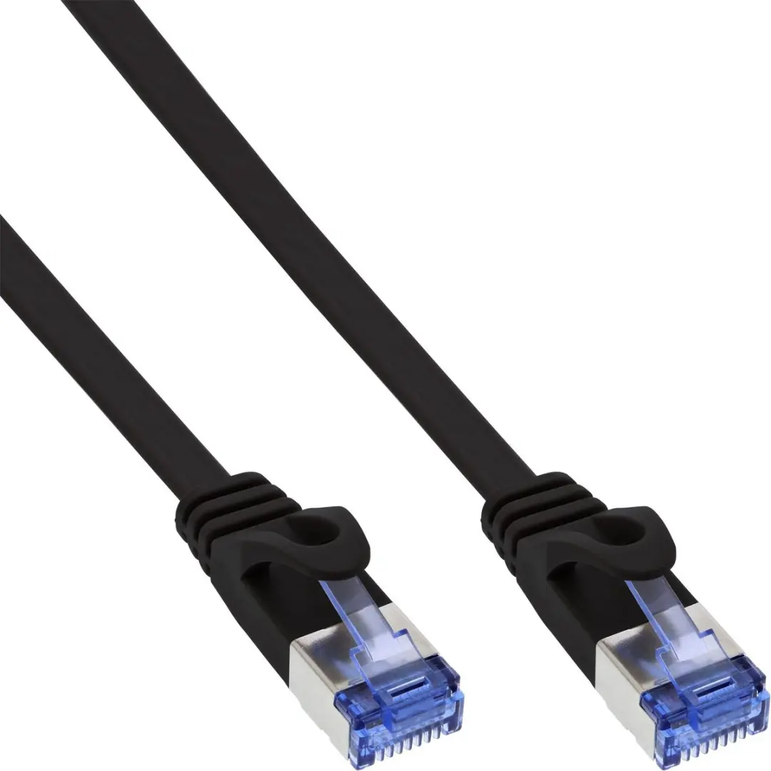 InLine U/FTP platte patchkabel CAT6a zwart 0.5m