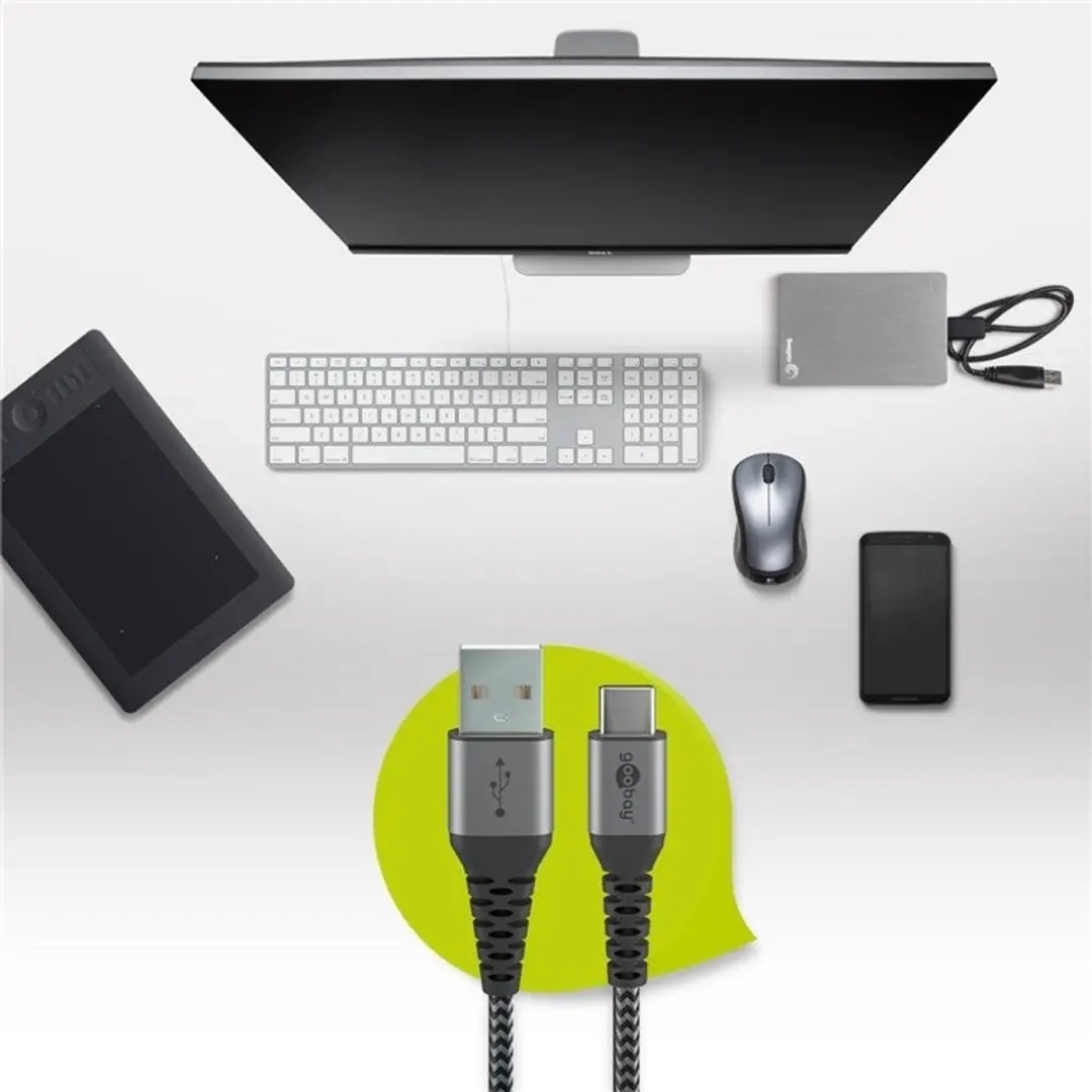 Goobay USB-C naar USB-A Kabel 2.0 - 1m - 3A - Grijs - 10 Stuks