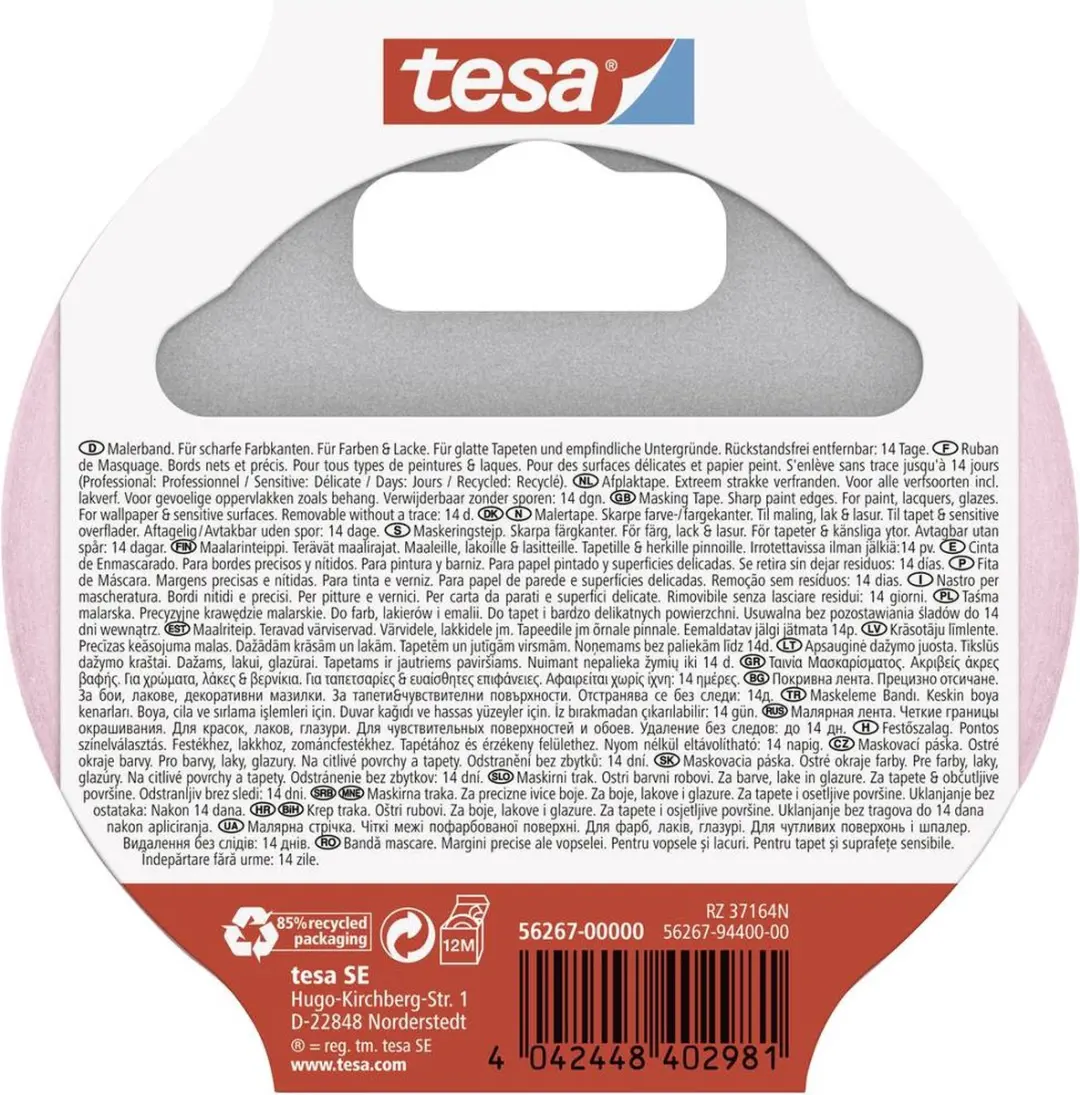 Tesa Professional Sensitive 56267-00000-01 Schilderstape Roze - 2x25m x25mm