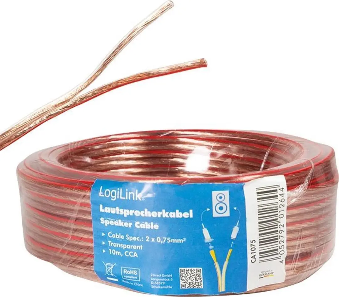 Logilink Speakerkabel CA1075 10m - 2x 0,75mm² Transparant