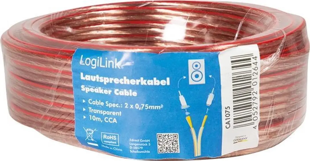 Logilink Speakerkabel CA1075 10m - 2x 0,75mm² Transparant