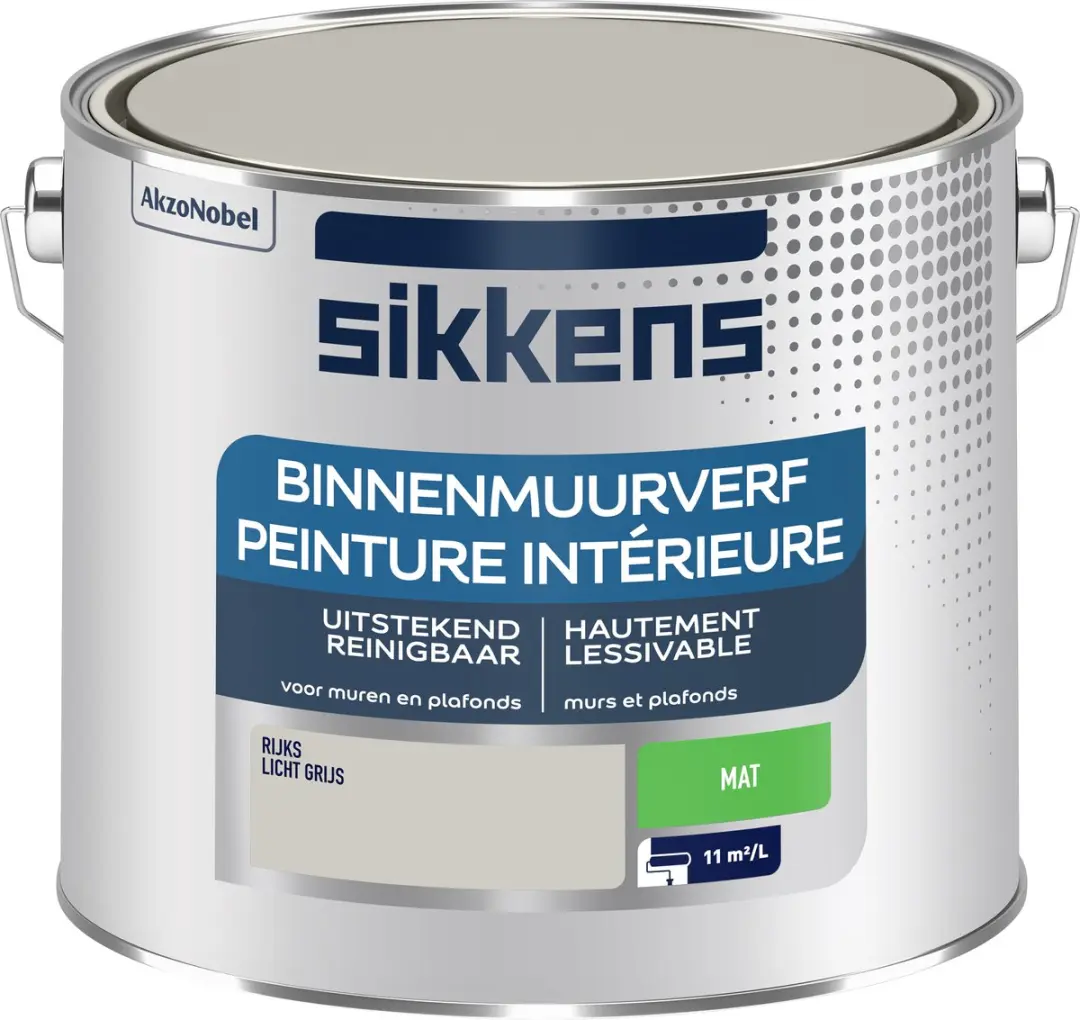 Sikkens Binnenmuurverf Mat Rijks Licht Grijs 2,5L