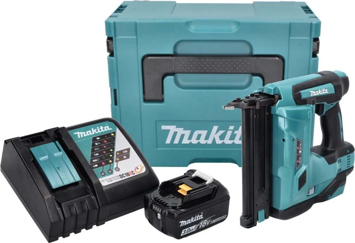 Makita DBN500RF1J Staande Spijkermachine 18V - 3.0Ah - Inclusief accu & lader