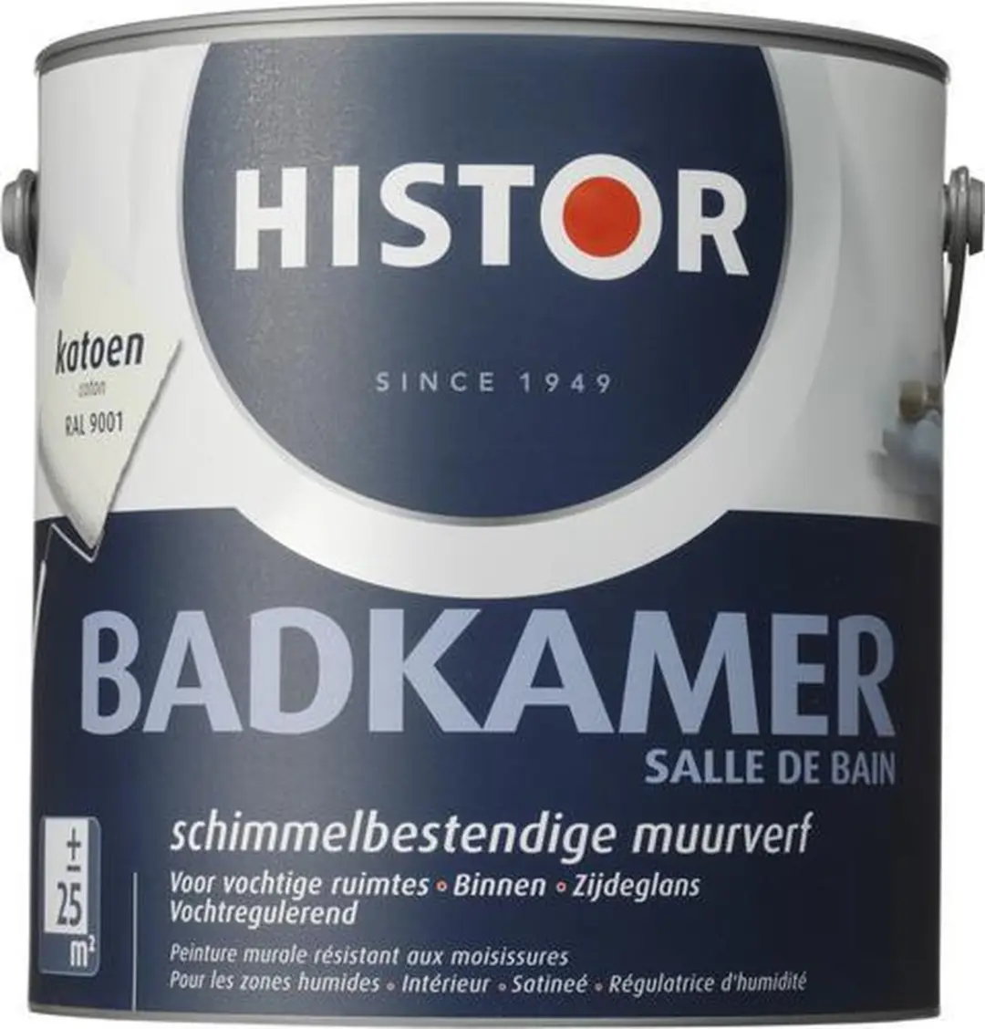 Histor Badkamer Muurverf Katoen RAL 9001 2,5L