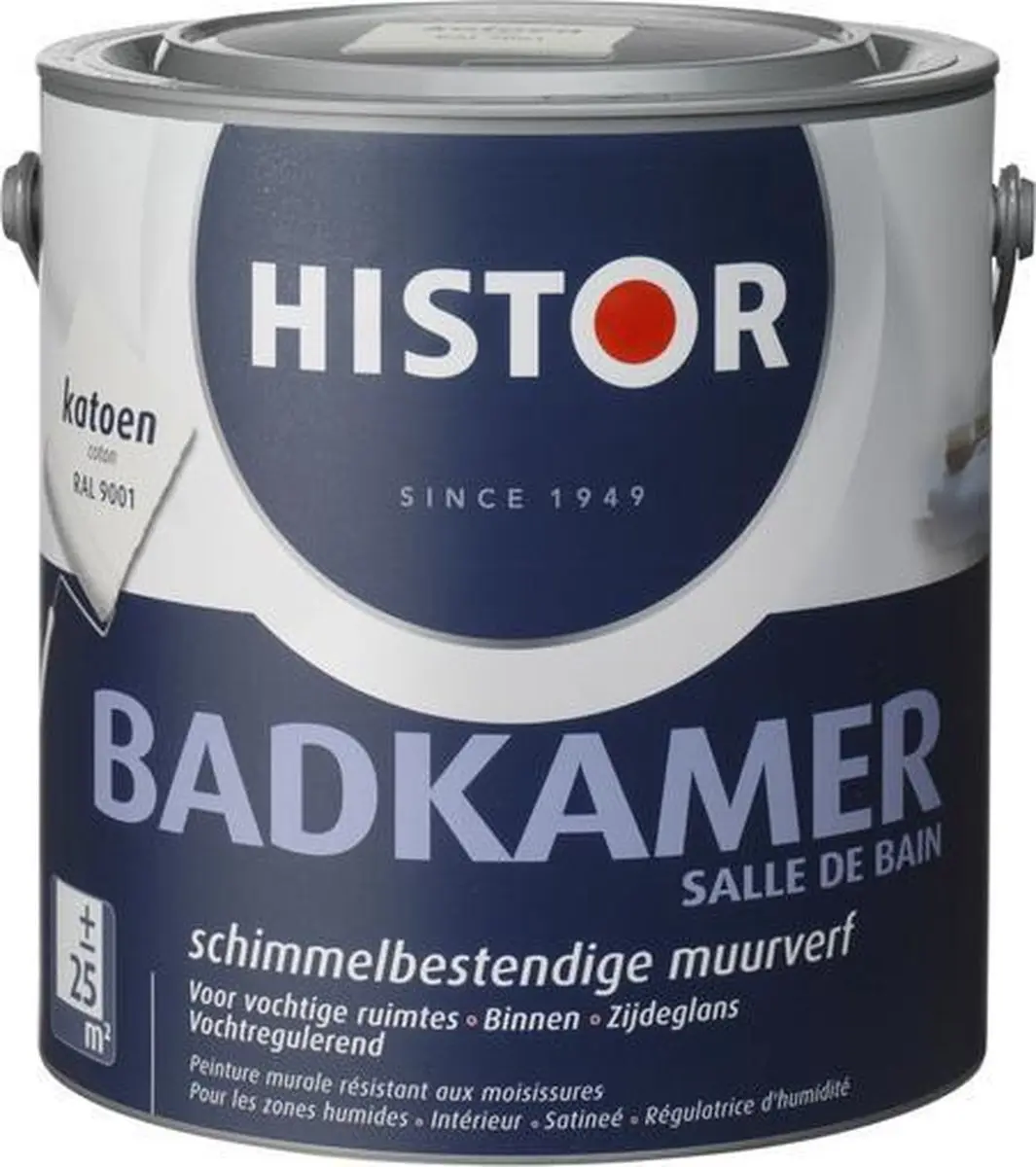 Histor Badkamer Muurverf Katoen RAL 9001 2,5L