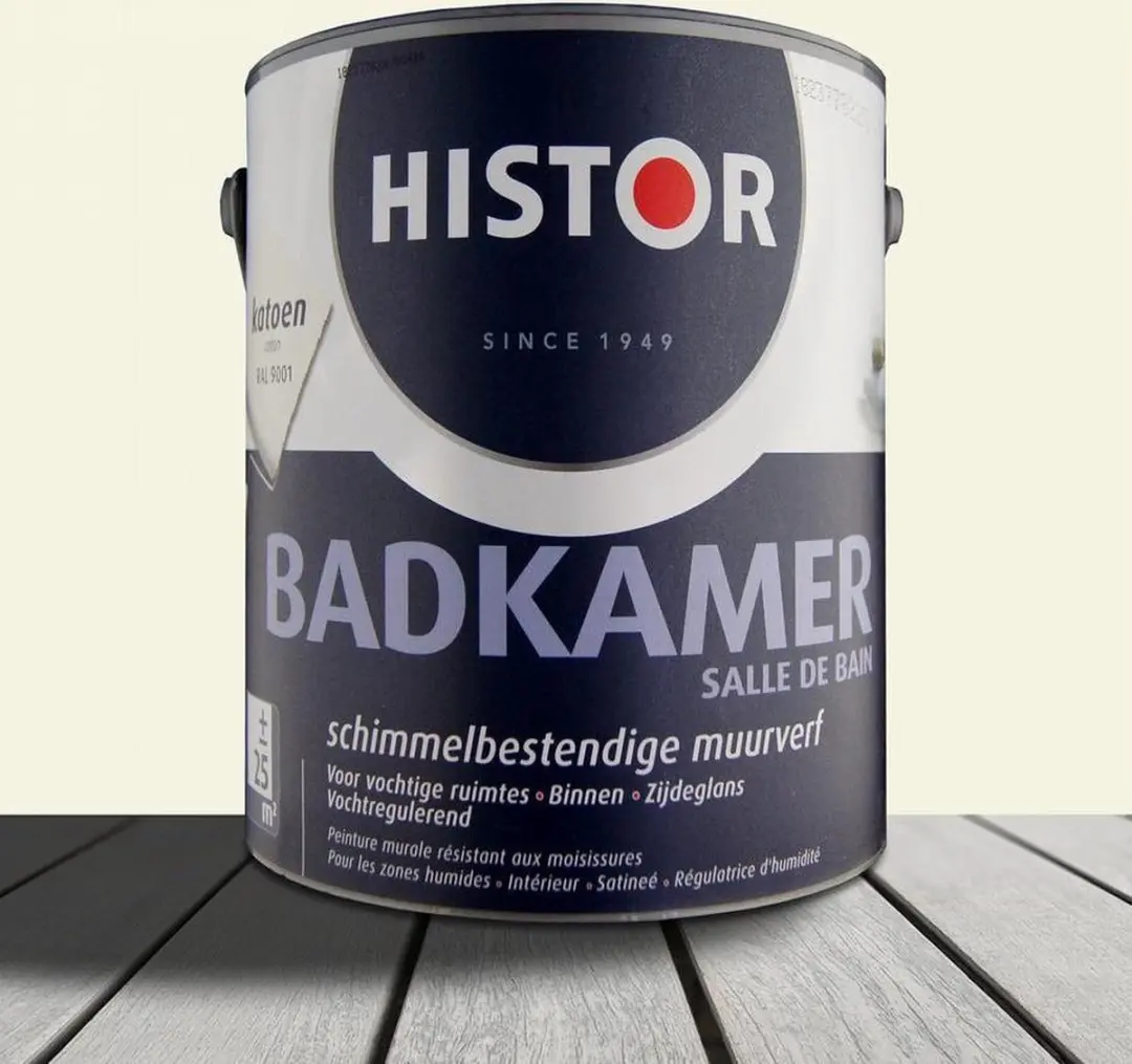 Histor Badkamer Muurverf Katoen RAL 9001 2,5L