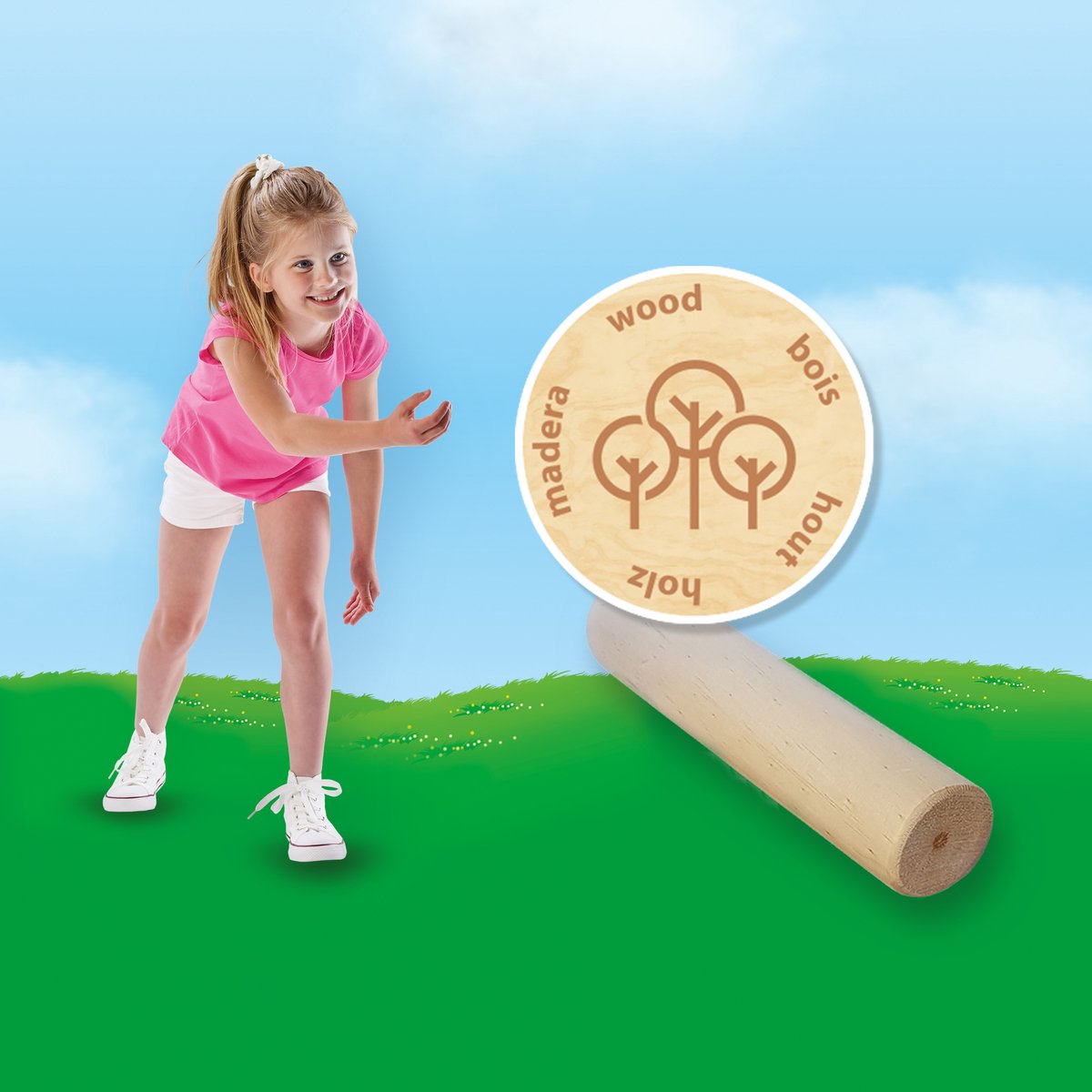 SES - Kubb Jr. - Kubb junior - vrolijke, houten onderdelen - in handige bewaartas