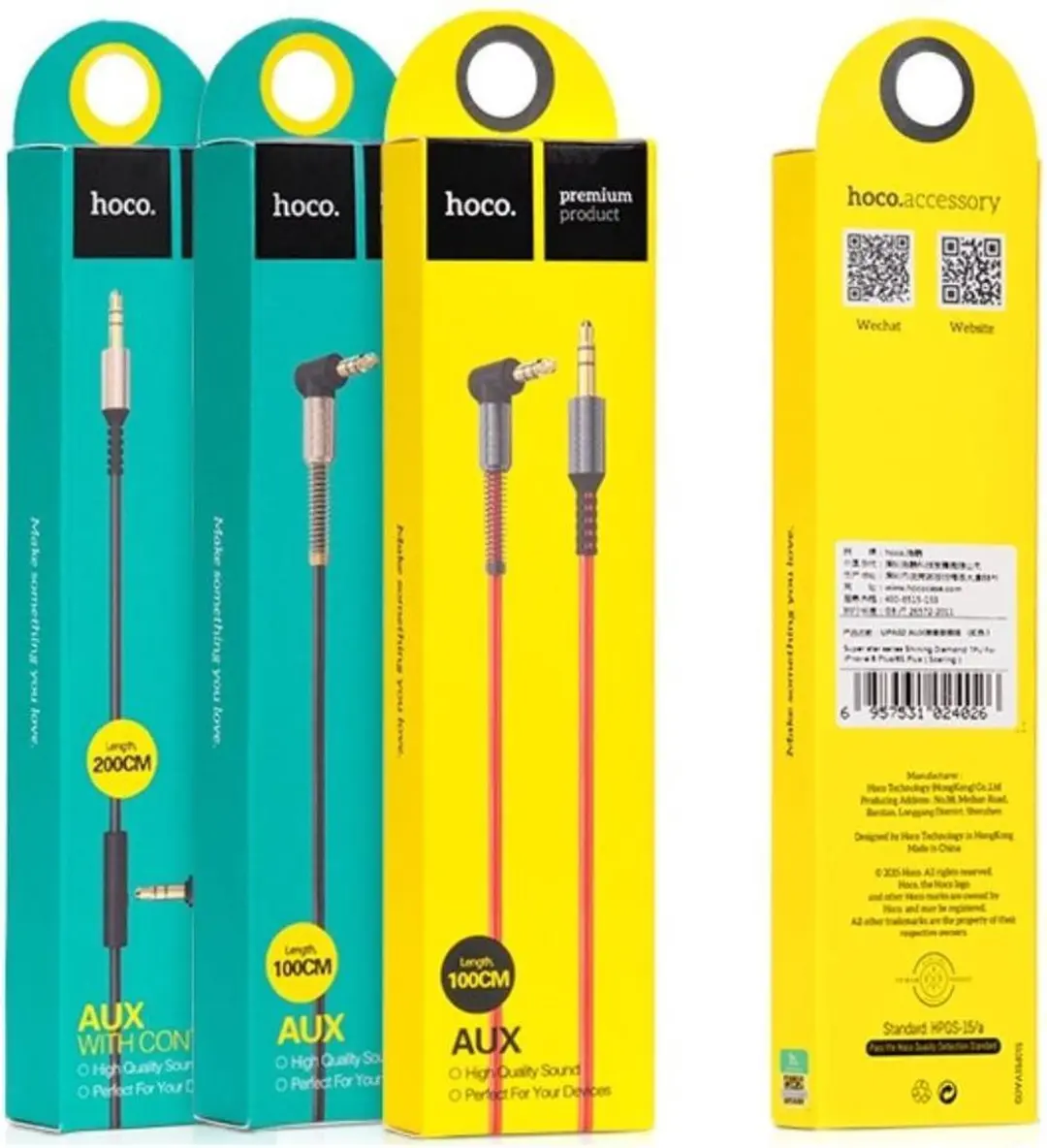 Hoco UPA02 AUX Audiokabel 3,5mm - 1m - Zwart