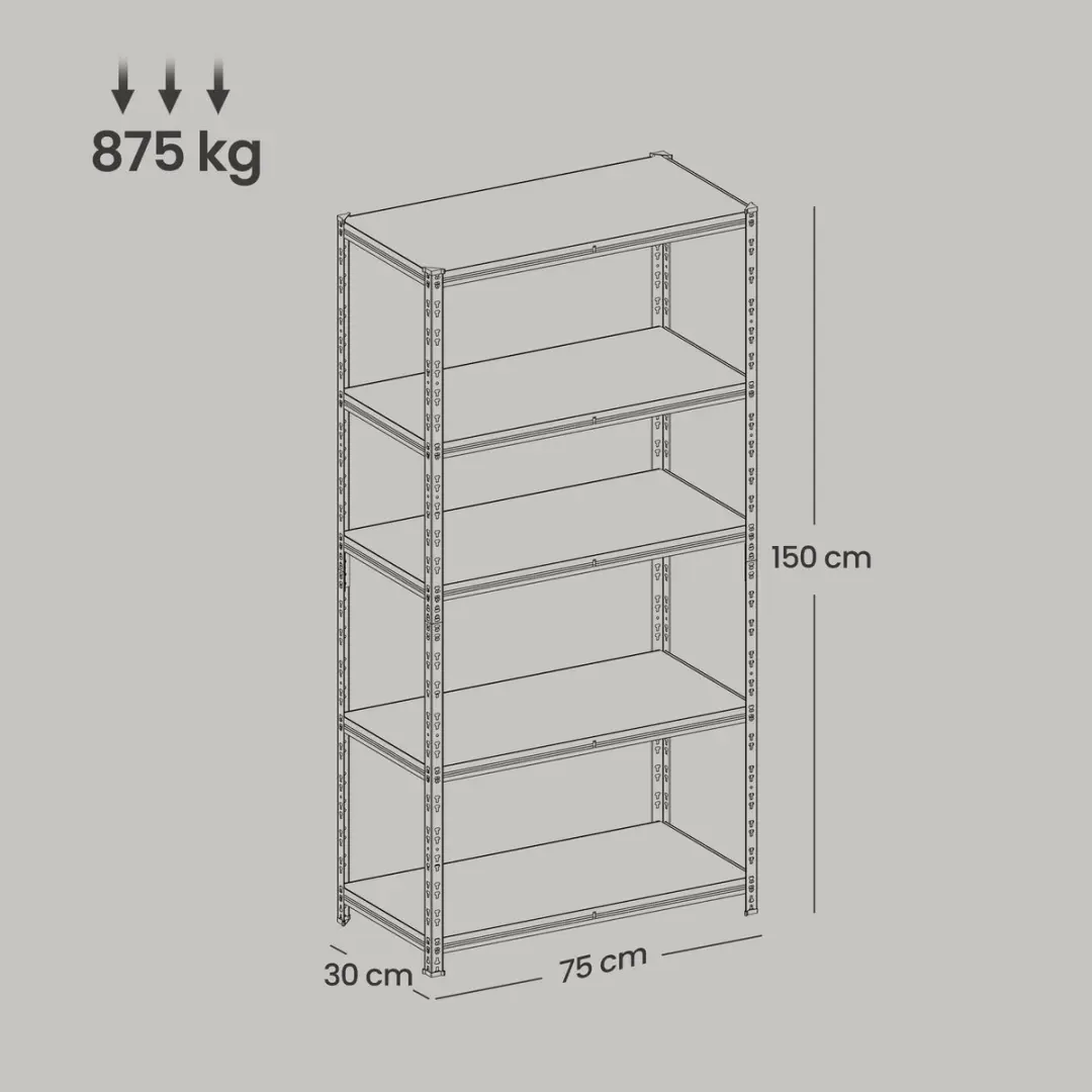 Songmics Stellingkast Opbergrek - Max 875 kg - 2 Stuks - Zilver