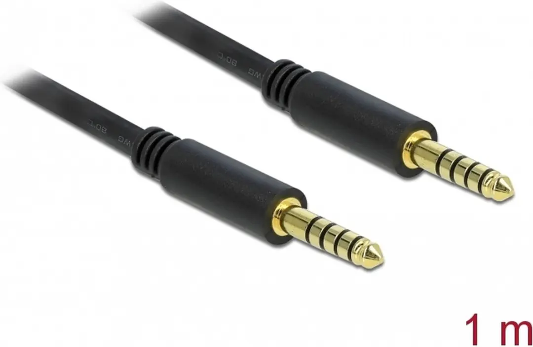 Delock 4,4mm Jack Kabel - Gebalanceerd Stereo 5-polig - 1m - Zwart