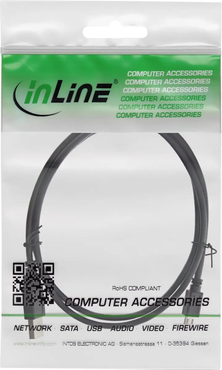 InLine Micro-USB 2.0 Kabel USB-A naar Micro-B 1,5m - Zwart