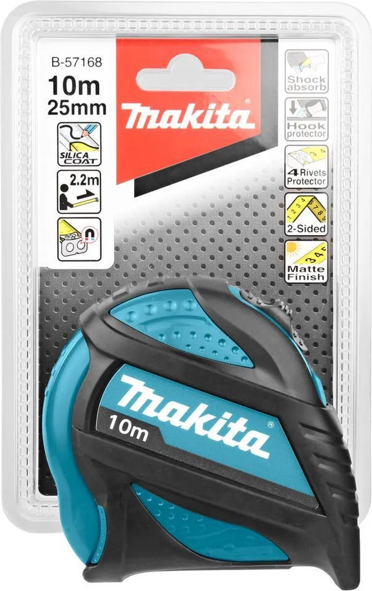Makita B-57168 Rolmaat 10m x 25mm - Blauw