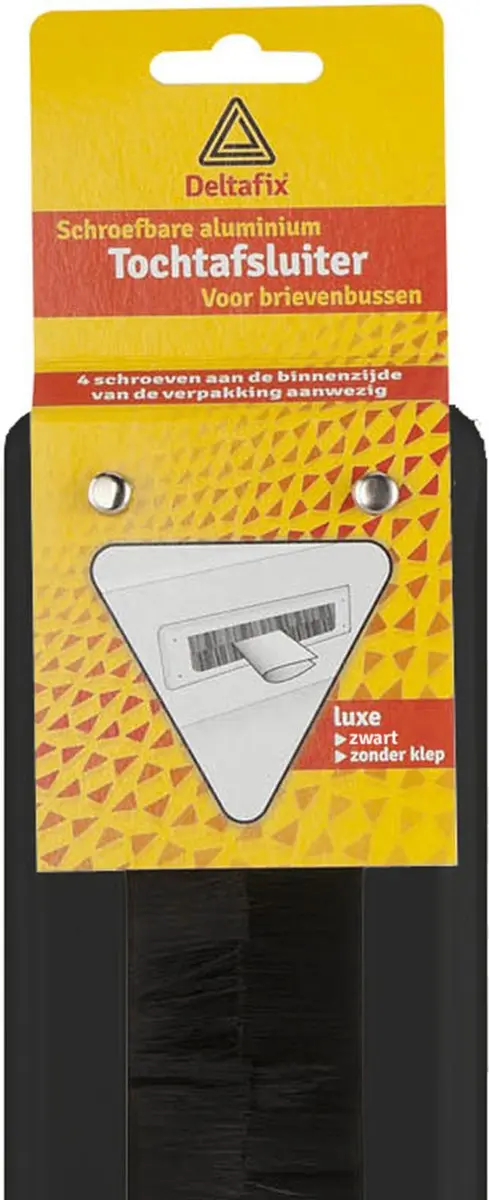 Deltafix Brievenbusborstel 34x8,3cm - Zwart - Aluminium