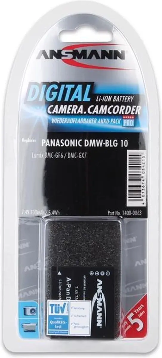 Ansmann A-Pan DMW-BLG10 Camera-accu – 7,4 V – 730 mAh - afbeelding 6 van 6
