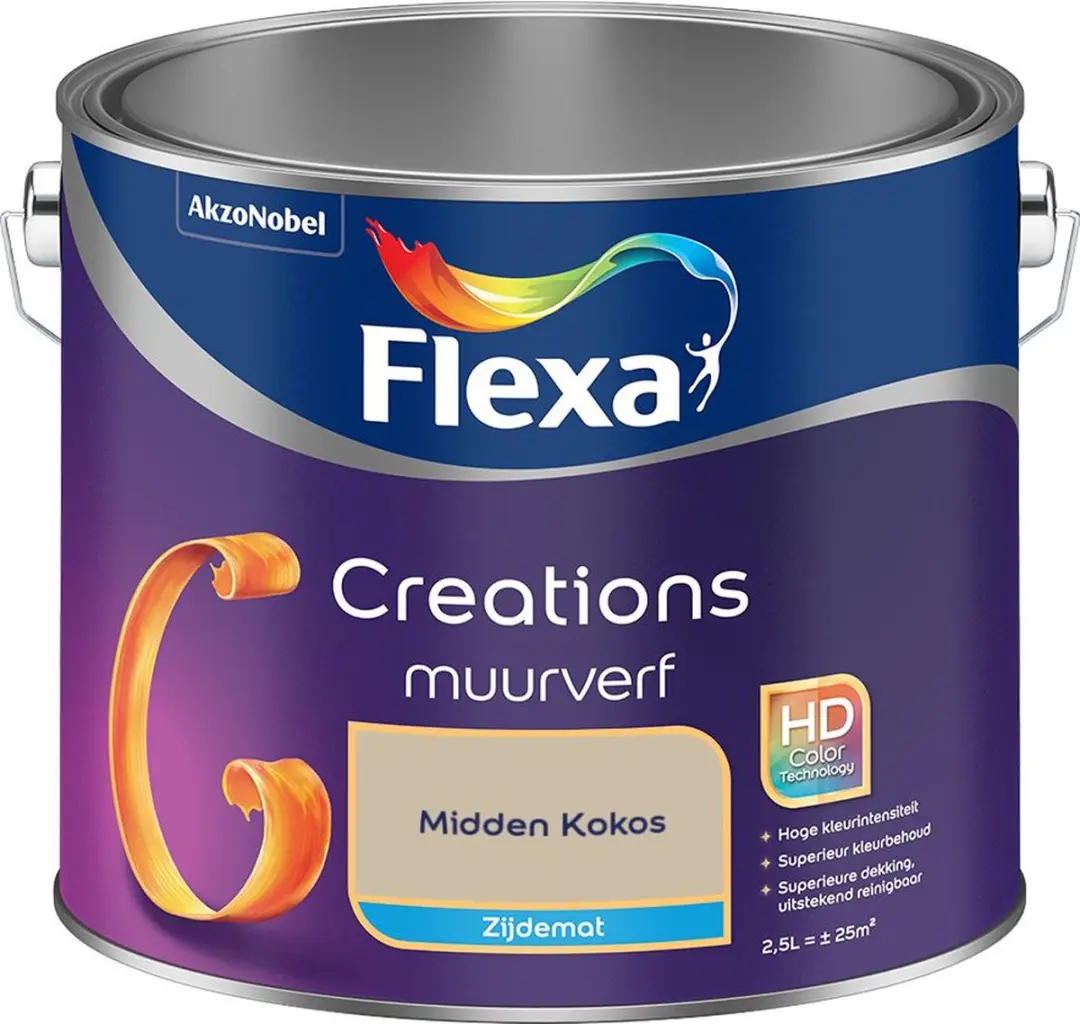 Flexa Creations Muurverf Zijdemat Midden Kokos 2,5L