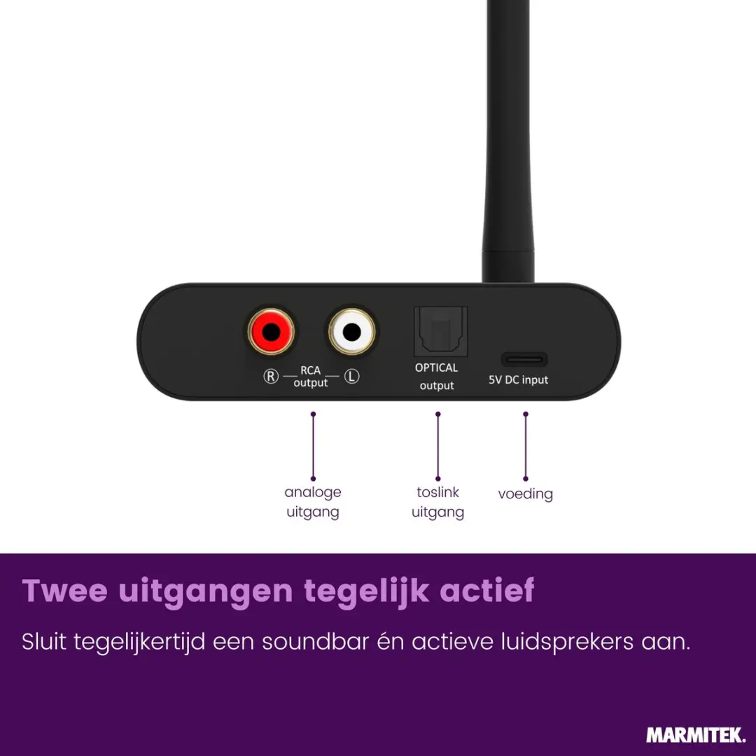 Marmitek Audio Anywhere 730 Draadloze Audio Zender & Ontvanger - Toslink/ARC - Zwart
