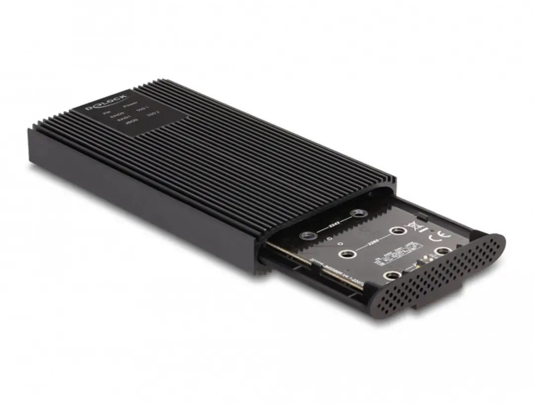 Delock 42022 USB-C M.2 NVMe Behuizing - 2x SSD - 20 Gbps - Zwart
